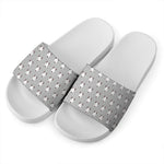 Cute Bull Terrier Faces Pattern Print White Slide Sandals