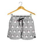 Cute Bull Terrier Faces Pattern Print Women's Shorts