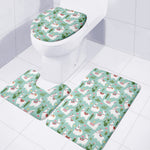 Cute Cactus And Llama Pattern Print 3 Piece Bath Mat Set