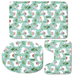 Cute Cactus And Llama Pattern Print 3 Piece Bath Mat Set