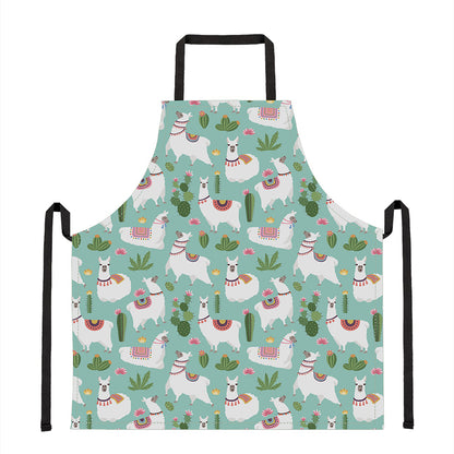 Cute Cactus And Llama Pattern Print Apron
