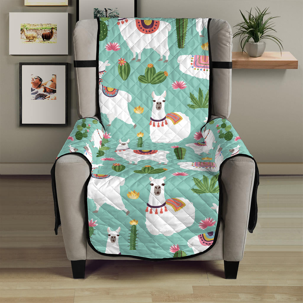 Cute Cactus And Llama Pattern Print Armchair Protector