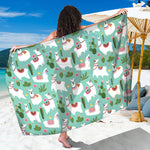 Cute Cactus And Llama Pattern Print Beach Sarong Wrap