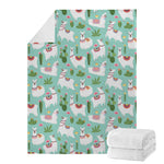 Cute Cactus And Llama Pattern Print Blanket