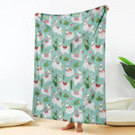Cute Cactus And Llama Pattern Print Blanket