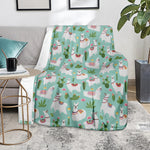 Cute Cactus And Llama Pattern Print Blanket
