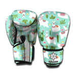 Cute Cactus And Llama Pattern Print Boxing Gloves
