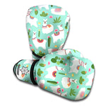 Cute Cactus And Llama Pattern Print Boxing Gloves