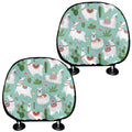 Cute Cactus And Llama Pattern Print Car Headrest Covers