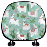 Cute Cactus And Llama Pattern Print Car Headrest Covers