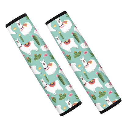 Cute Cactus And Llama Pattern Print Car Seat Belt Covers