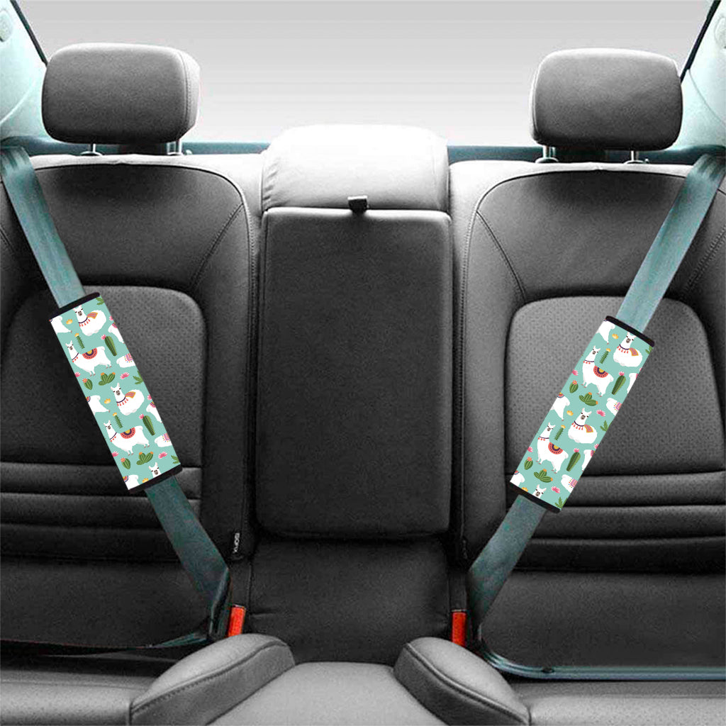 Cute Cactus And Llama Pattern Print Car Seat Belt Covers