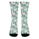 Cute Cactus And Llama Pattern Print Crew Socks