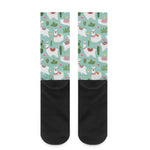 Cute Cactus And Llama Pattern Print Crew Socks