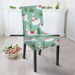 Cute Cactus And Llama Pattern Print Dining Chair Slipcover