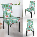 Cute Cactus And Llama Pattern Print Dining Chair Slipcover