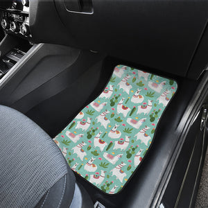 Cute Cactus And Llama Pattern Print Front and Back Car Floor Mats