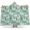 Cute Cactus And Llama Pattern Print Hooded Blanket