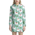 Cute Cactus And Llama Pattern Print Pullover Hoodie Dress
