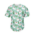 Cute Cactus And Llama Pattern Print Men's Baseball Jersey