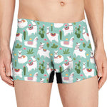 Cute Cactus And Llama Pattern Print Men's Boxer Briefs