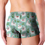 Cute Cactus And Llama Pattern Print Men's Boxer Briefs