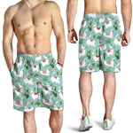 Cute Cactus And Llama Pattern Print Men's Shorts