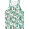 Cute Cactus And Llama Pattern Print Men's Tank Top