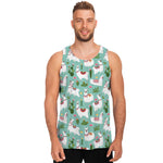 Cute Cactus And Llama Pattern Print Men's Tank Top
