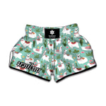 Cute Cactus And Llama Pattern Print Muay Thai Boxing Shorts