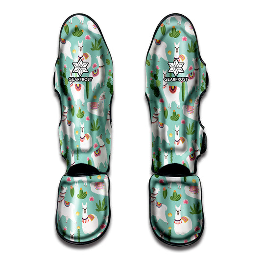 Cute Cactus And Llama Pattern Print Muay Thai Shin Guard