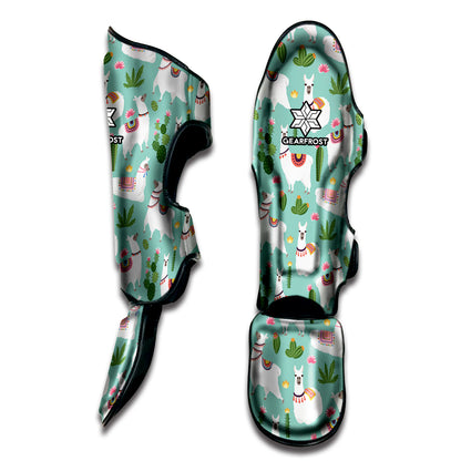 Cute Cactus And Llama Pattern Print Muay Thai Shin Guard