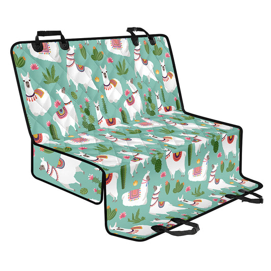 Cute Cactus And Llama Pattern Print Pet Car Back Seat Cover