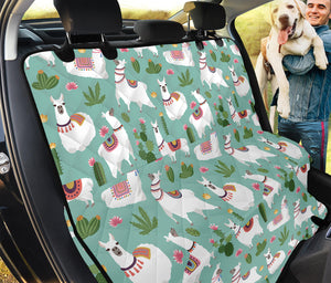 Cute Cactus And Llama Pattern Print Pet Car Back Seat Cover