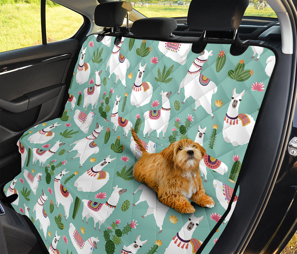 Cute Cactus And Llama Pattern Print Pet Car Back Seat Cover