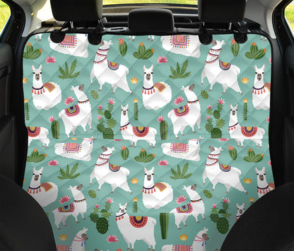 Cute Cactus And Llama Pattern Print Pet Car Back Seat Cover