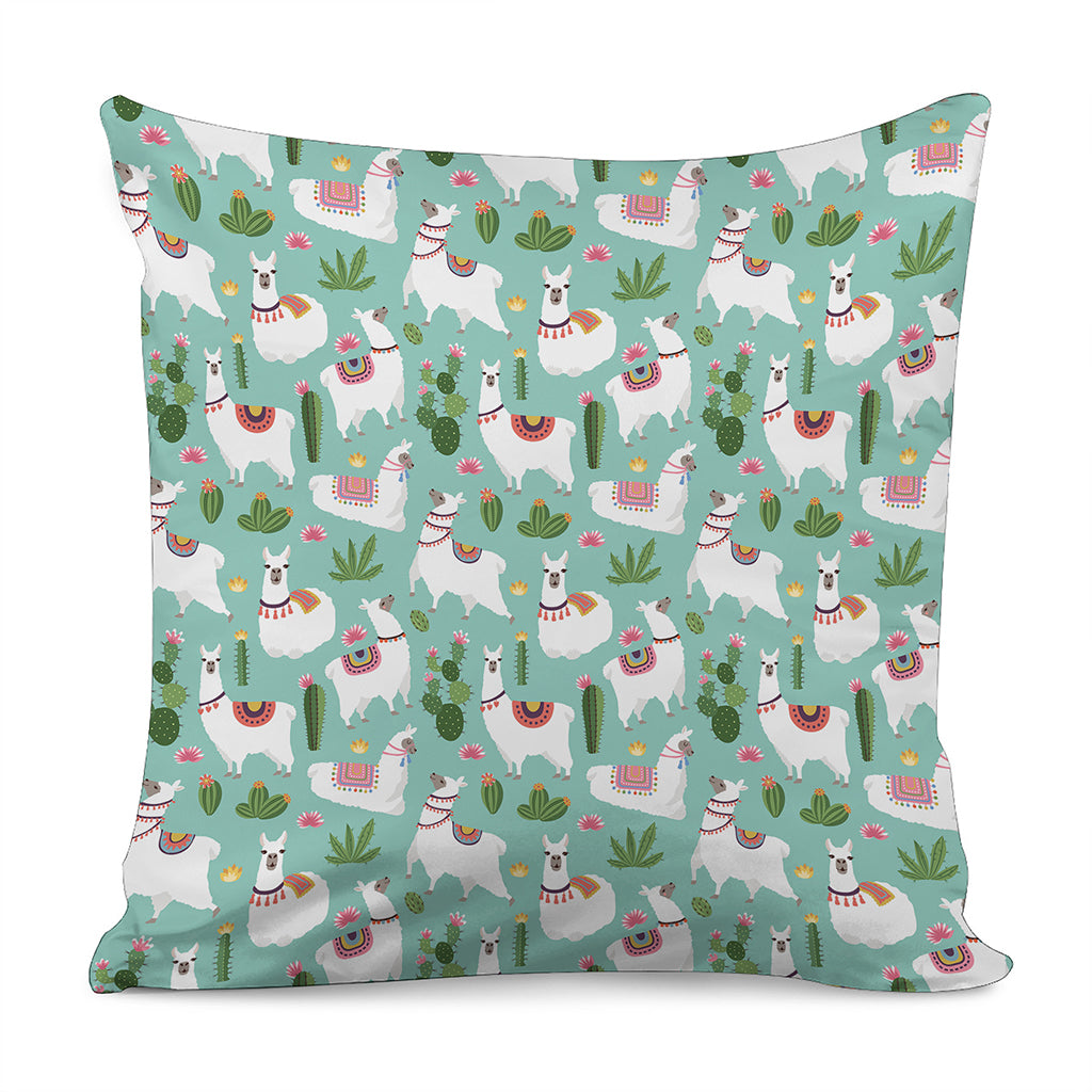 Cute Cactus And Llama Pattern Print Pillow Cover