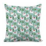 Cute Cactus And Llama Pattern Print Pillow Cover