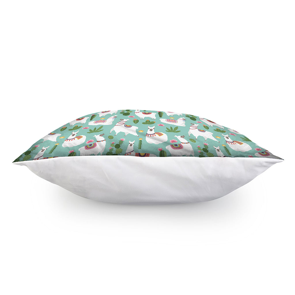 Cute Cactus And Llama Pattern Print Pillow Cover