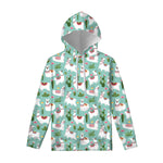 Cute Cactus And Llama Pattern Print Pullover Hoodie