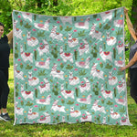 Cute Cactus And Llama Pattern Print Quilt