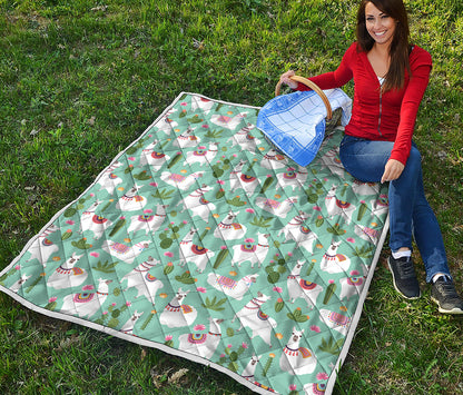 Cute Cactus And Llama Pattern Print Quilt