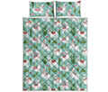 Cute Cactus And Llama Pattern Print Quilt Bed Set