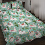Cute Cactus And Llama Pattern Print Quilt Bed Set