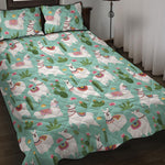 Cute Cactus And Llama Pattern Print Quilt Bed Set