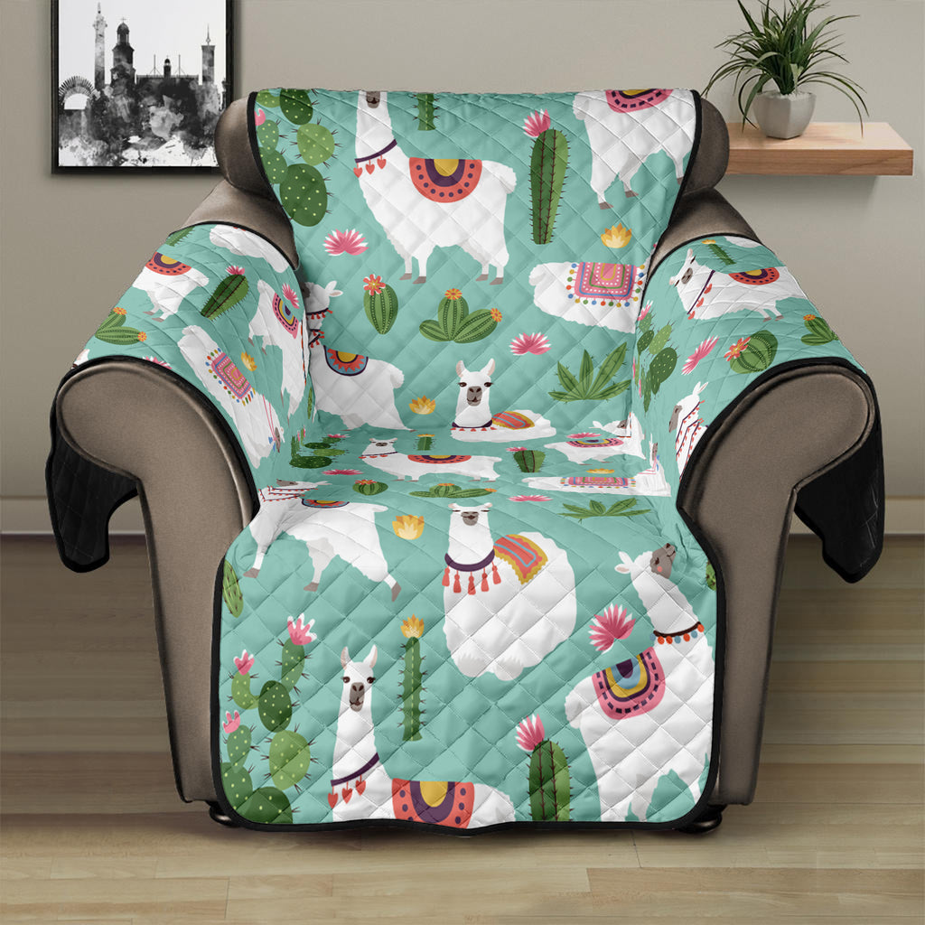 Cute Cactus And Llama Pattern Print Recliner Protector