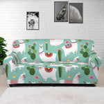 Cute Cactus And Llama Pattern Print Sofa Cover
