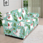 Cute Cactus And Llama Pattern Print Sofa Cover
