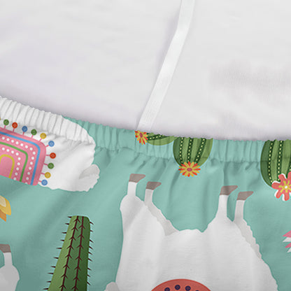 Cute Cactus And Llama Pattern Print Sofa Cover