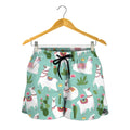Cute Cactus And Llama Pattern Print Women's Shorts